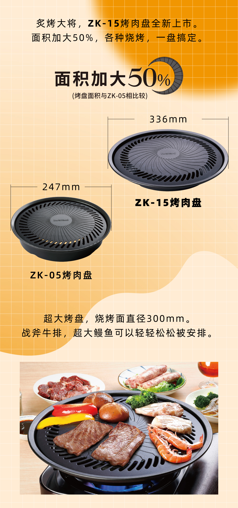 炙烤大將，zk-15全新上市。面積加大50%，各種燒烤，一盤搞定。